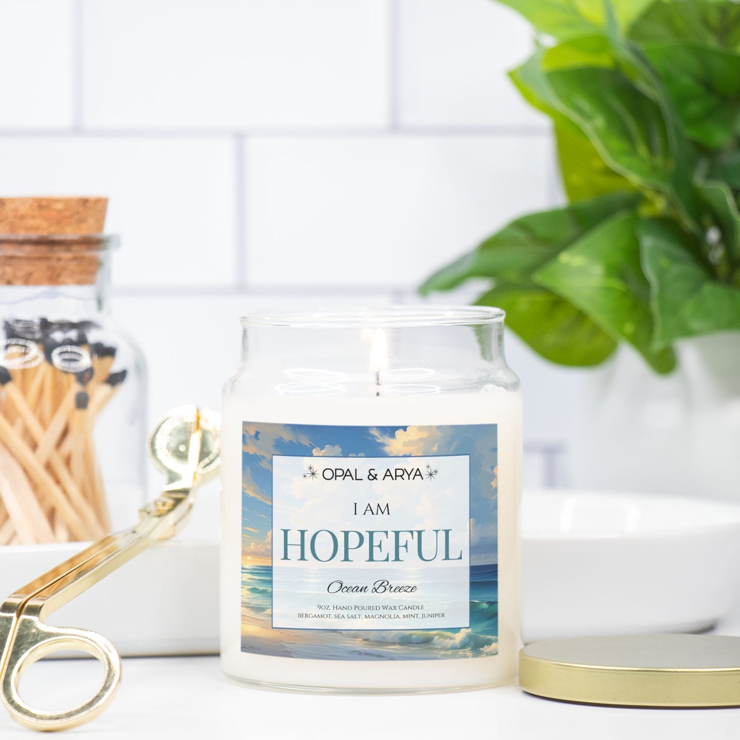 Ocean Breeze - Hopeful - 9oz Apothecary Jar Candle