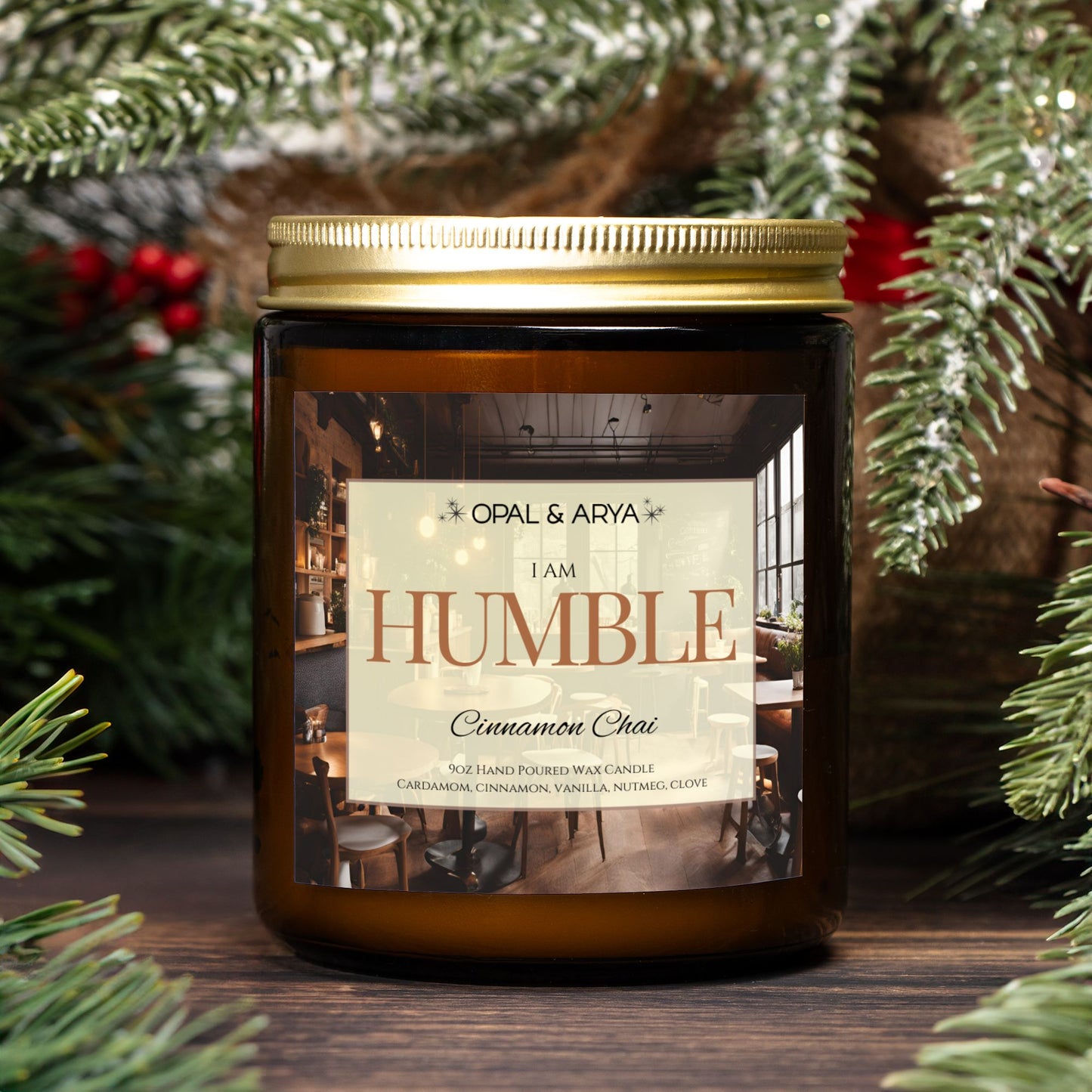 9oz Amber Jar Cinnamon Chai Candle - HUMBLE