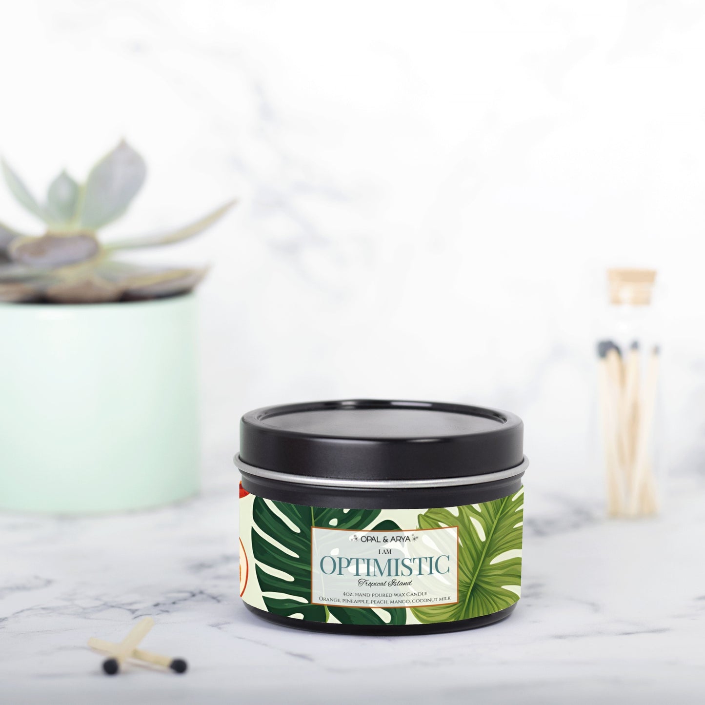 Tropical Island 4oz Tin Candle - OPTIMISTIC