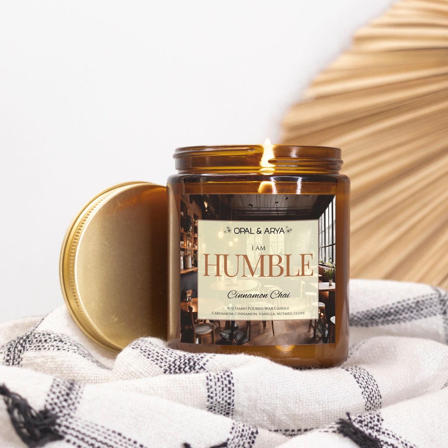 9oz Amber Jar Cinnamon Chai Candle - HUMBLE