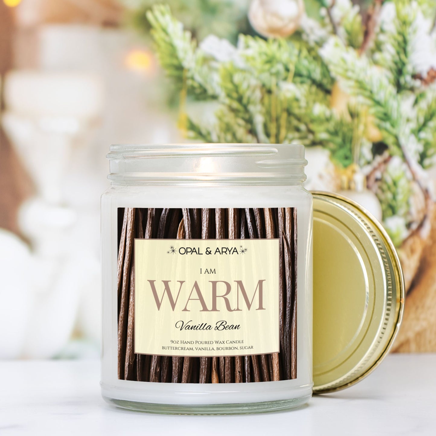 Vanilla Bean 9oz Clear Jar Candle - WARM