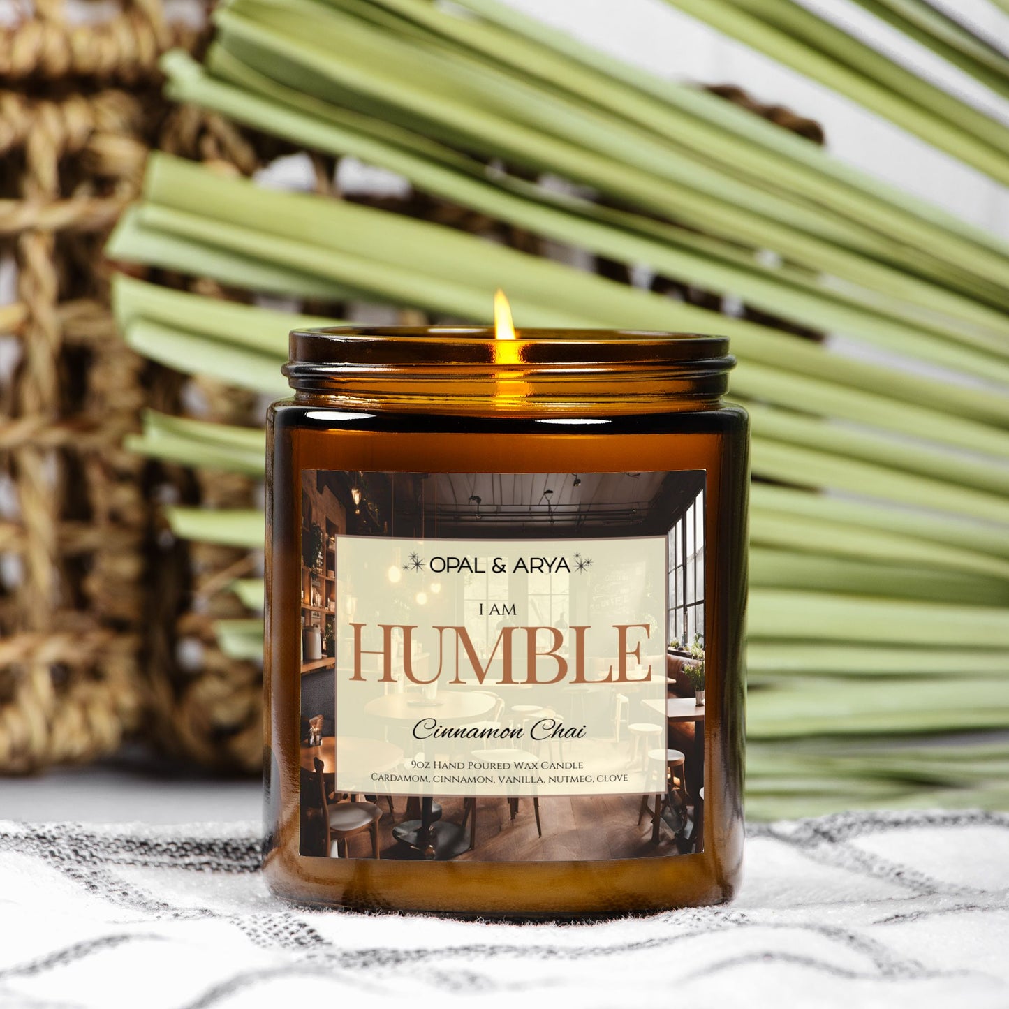 9oz Amber Jar Cinnamon Chai Candle - HUMBLE