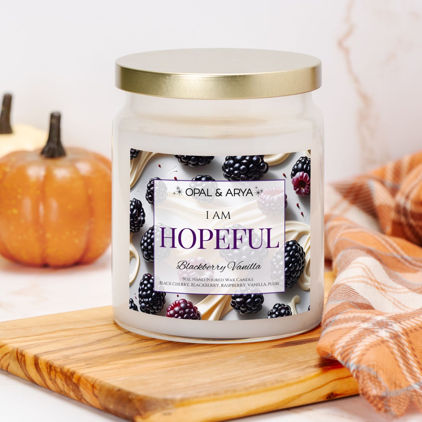 Blackberry Vanilla - Hopeful - 9oz Apothecary Jar Candle