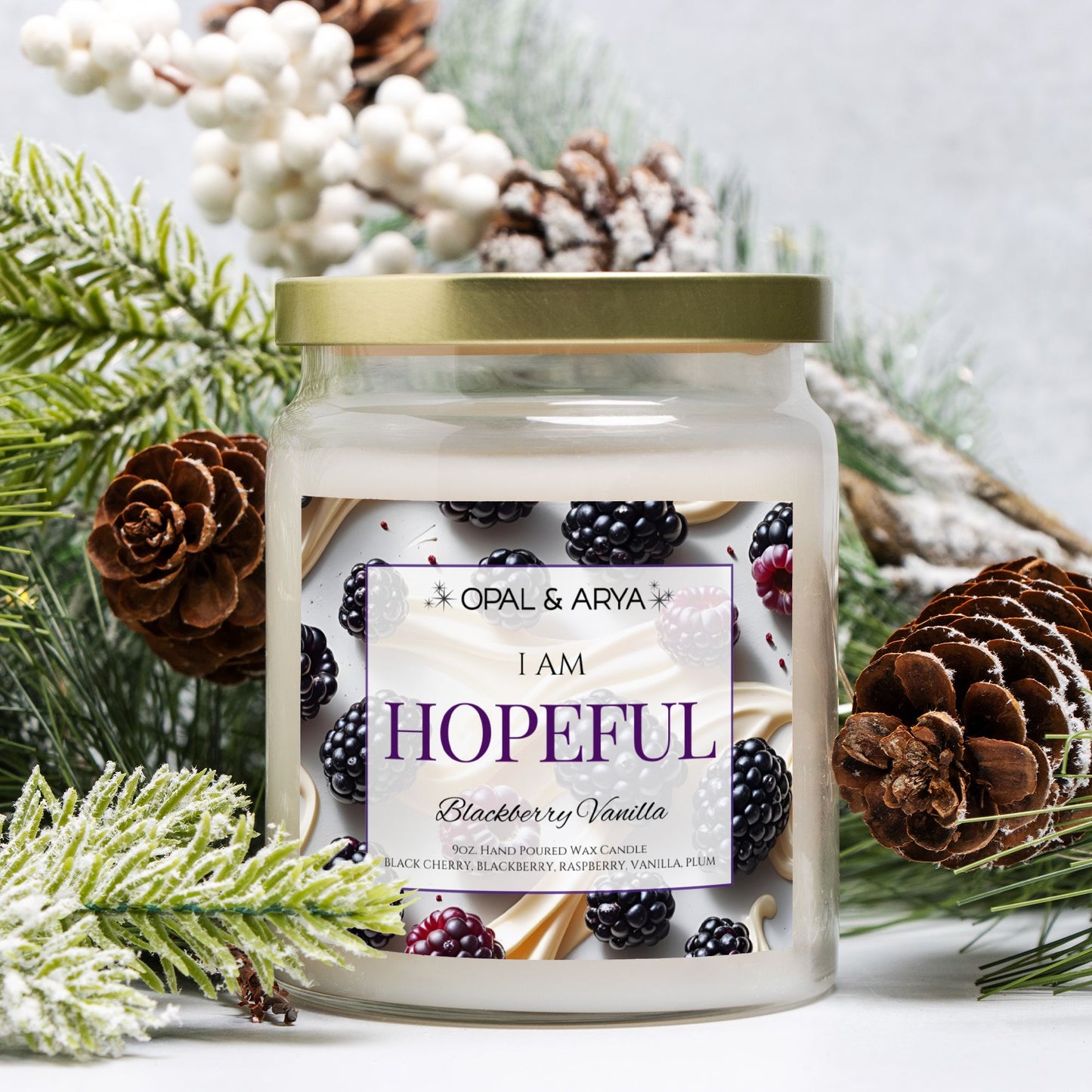 Blackberry Vanilla - Hopeful - 9oz Apothecary Jar Candle