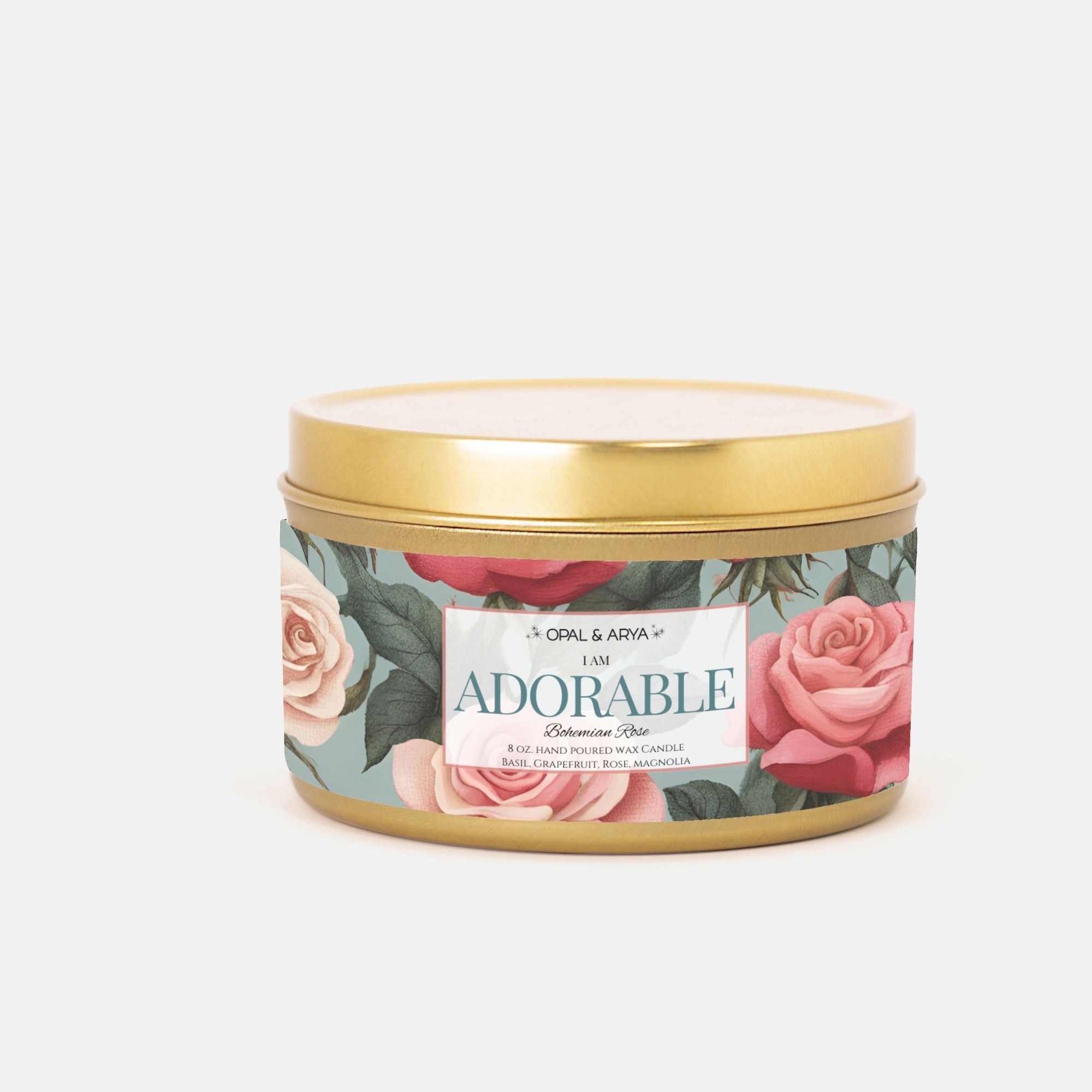 Bohemian Rose - Adorable - 8oz Tin Candle