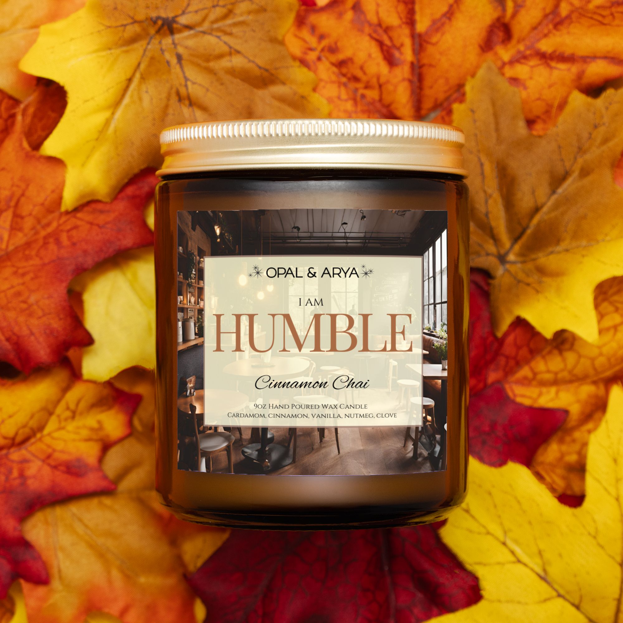 9oz Amber Jar Cinnamon Chai Candle - HUMBLE