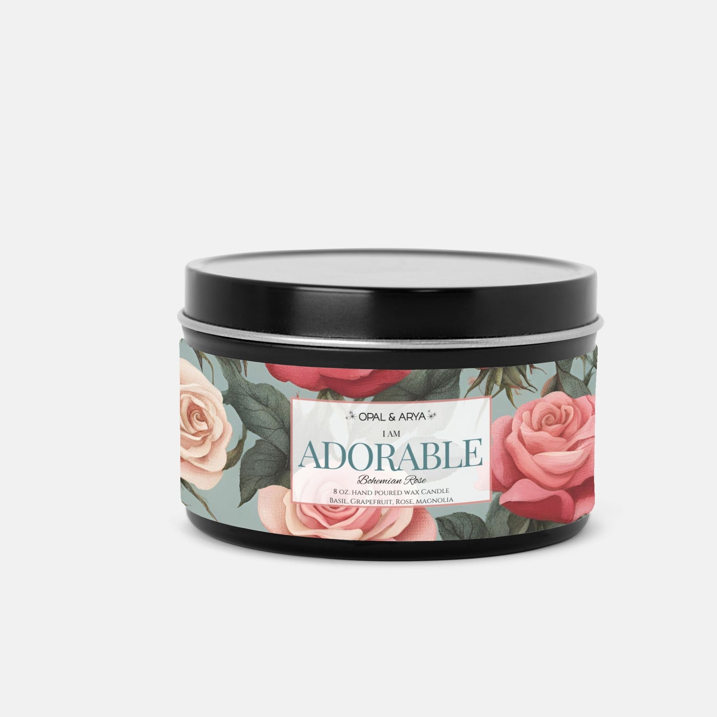 Bohemian Rose - Adorable - 8oz Tin Candle