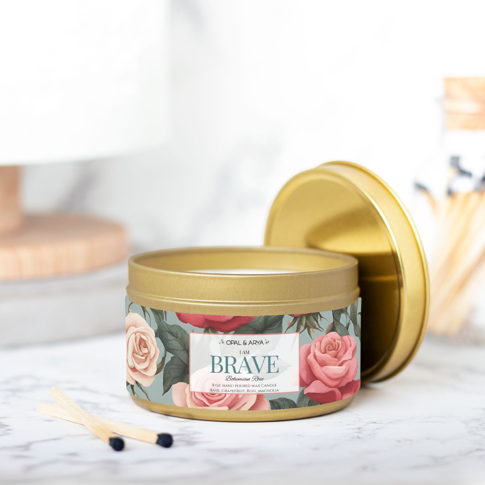 Bohemian Rose - Brave - 8oz Tin Candle