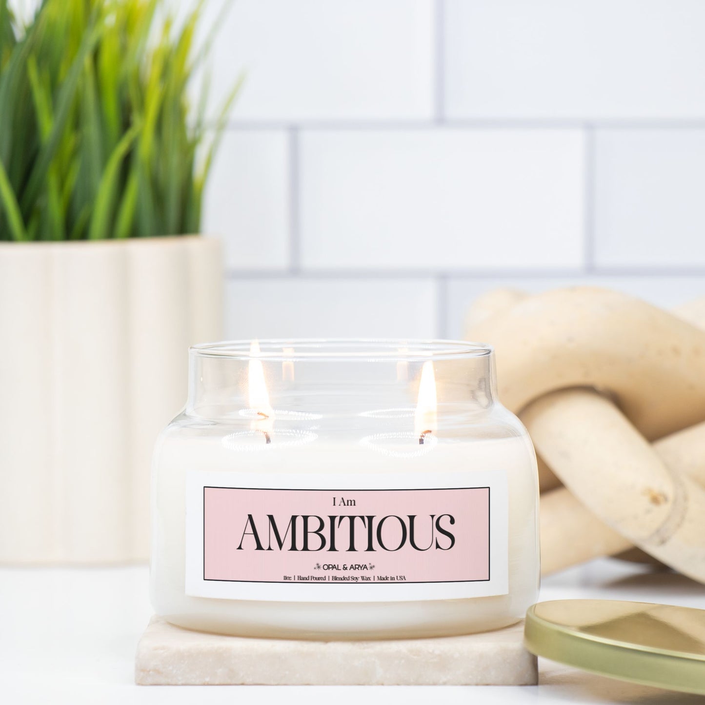 I Am Ambitious Double Wick Apothecary Jar Candle