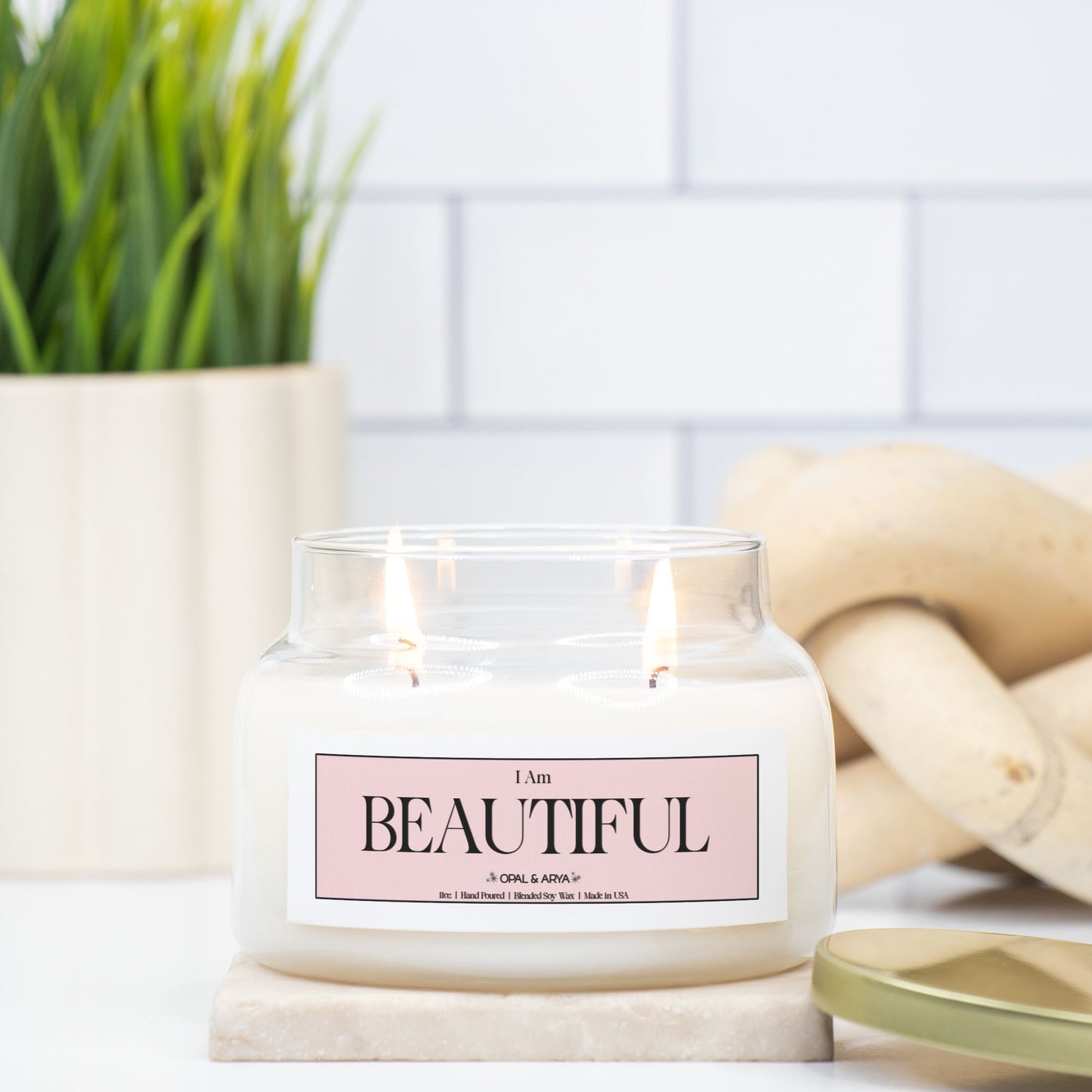 I Am Beautiful Double Wick Apothecary Jar Candle