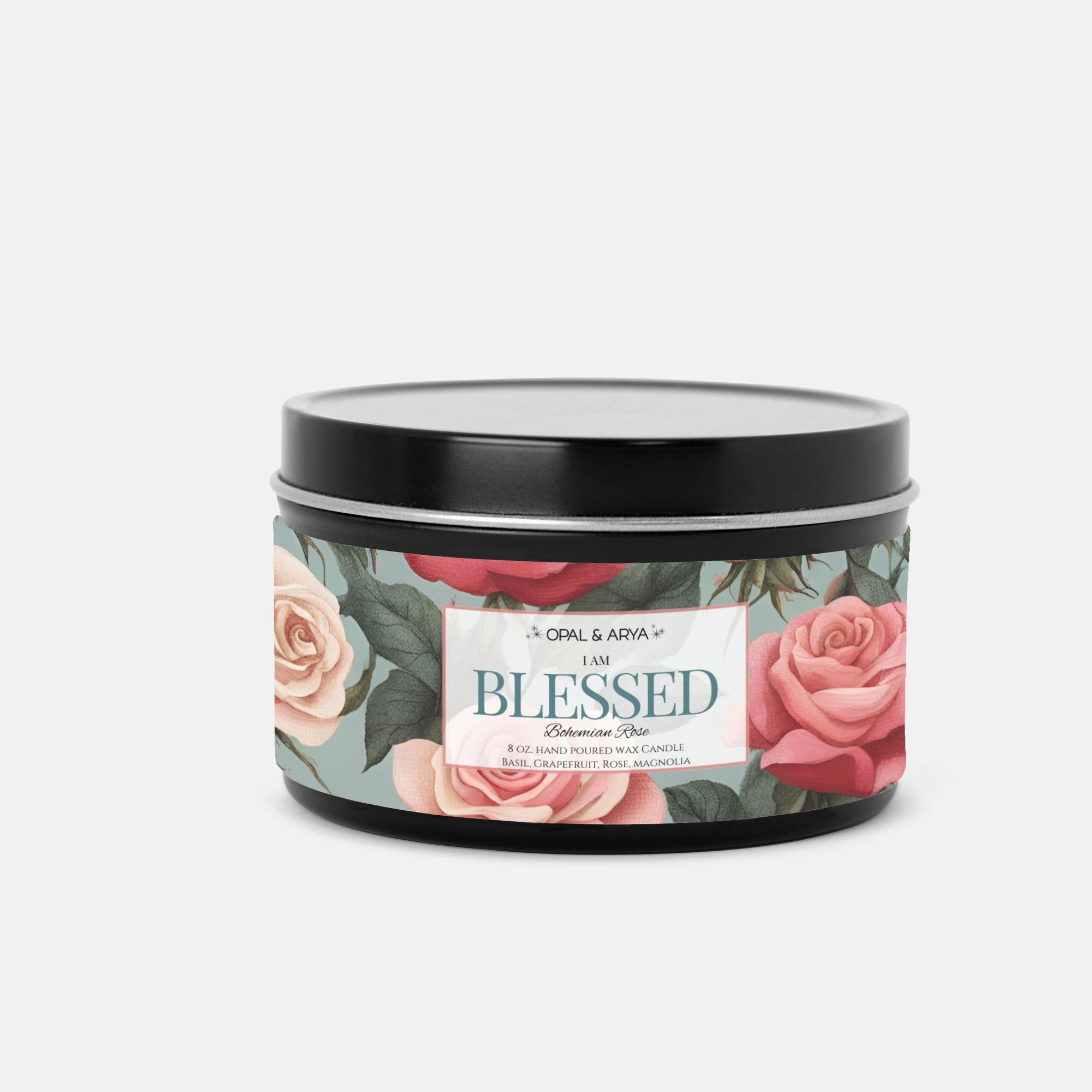 Bohemian Rose - Blessed - 8oz Tin Candle