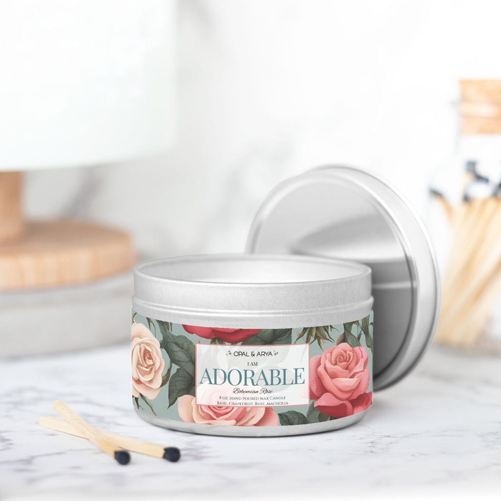 Bohemian Rose - Adorable - 8oz Tin Candle