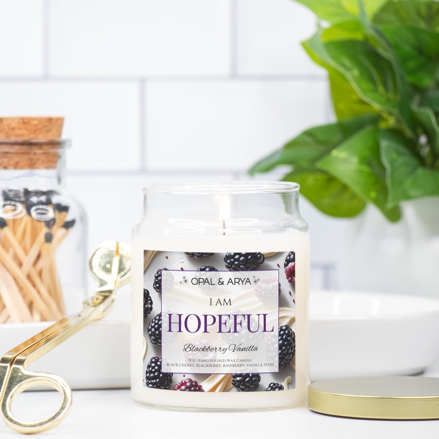 Blackberry Vanilla - Hopeful - 9oz Apothecary Jar Candle