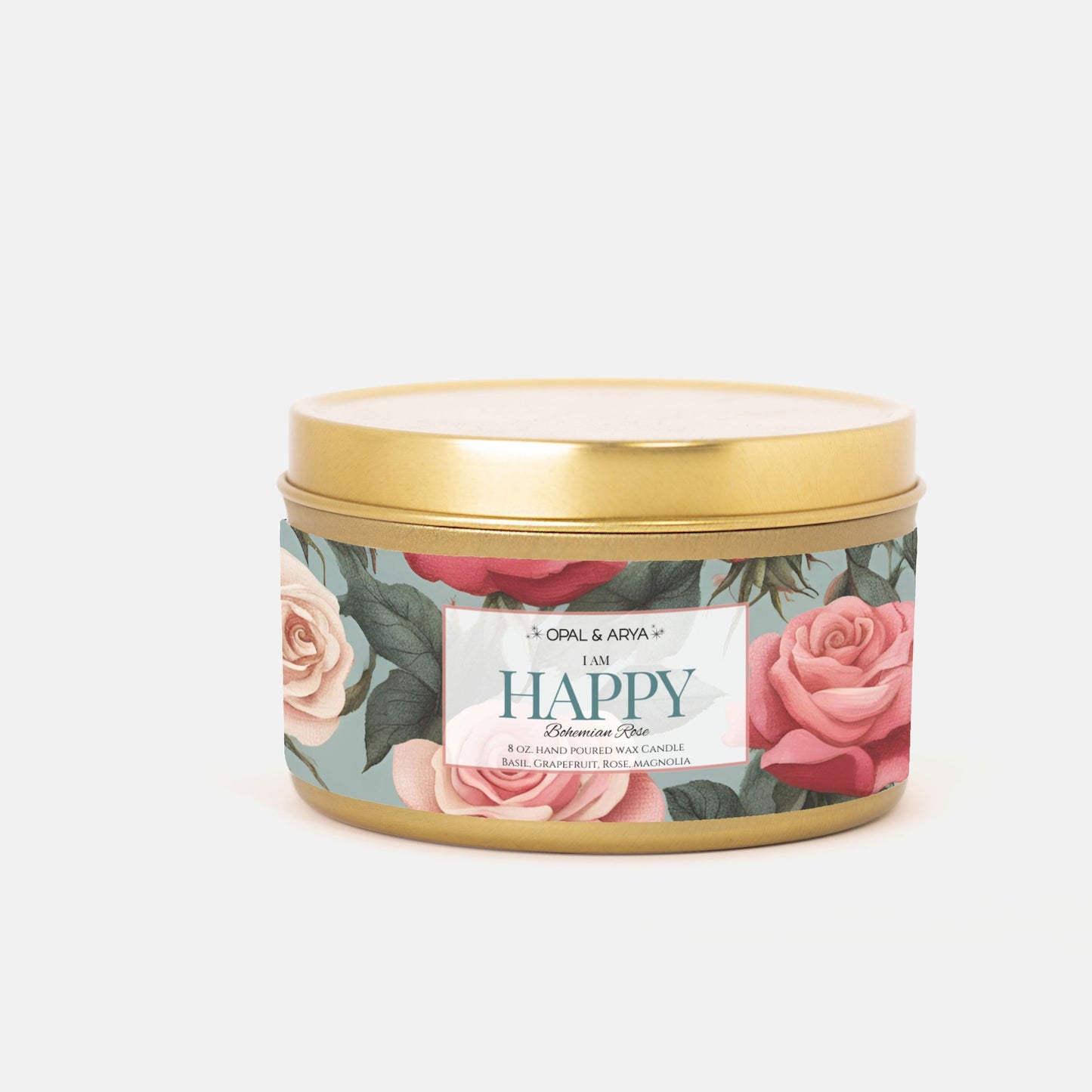 Bohemian Rose - Happy - 8oz Tin Candle