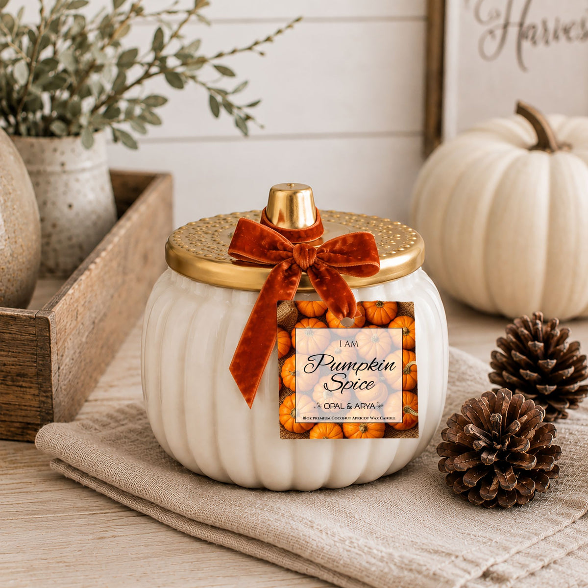 Pumpkin Spice Ivory Harvest Ceramic Pumpkin Candle