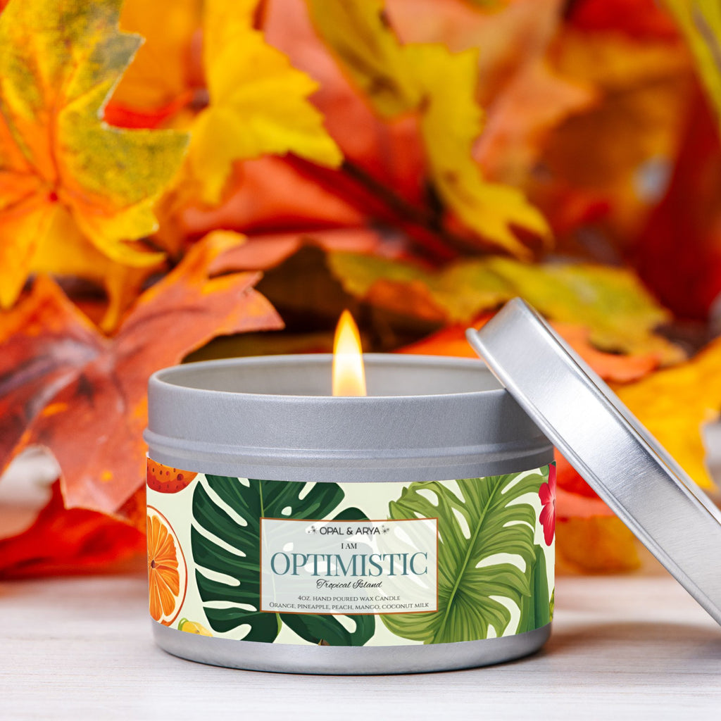 Tropical Island 4oz Tin Candle - OPTIMISTIC