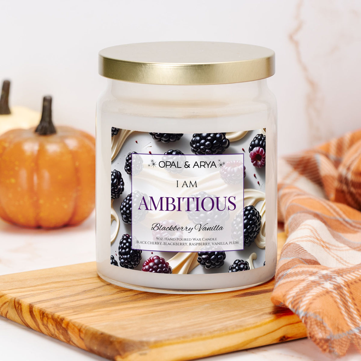 Blackberry Vanilla - Ambitious - 9oz Apothecary Jar Candle
