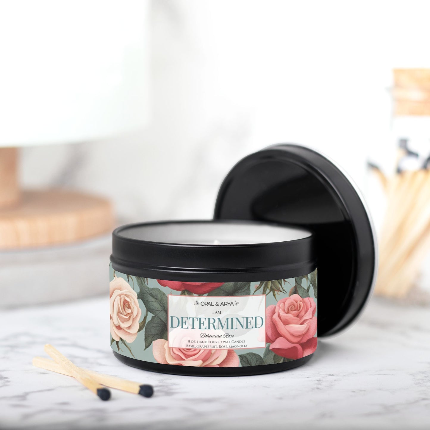 Bohemian Rose - Determined - 8oz Tin Candle