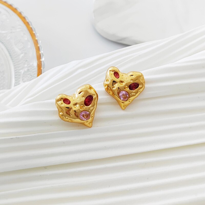 Heart Stone Stud Earrings