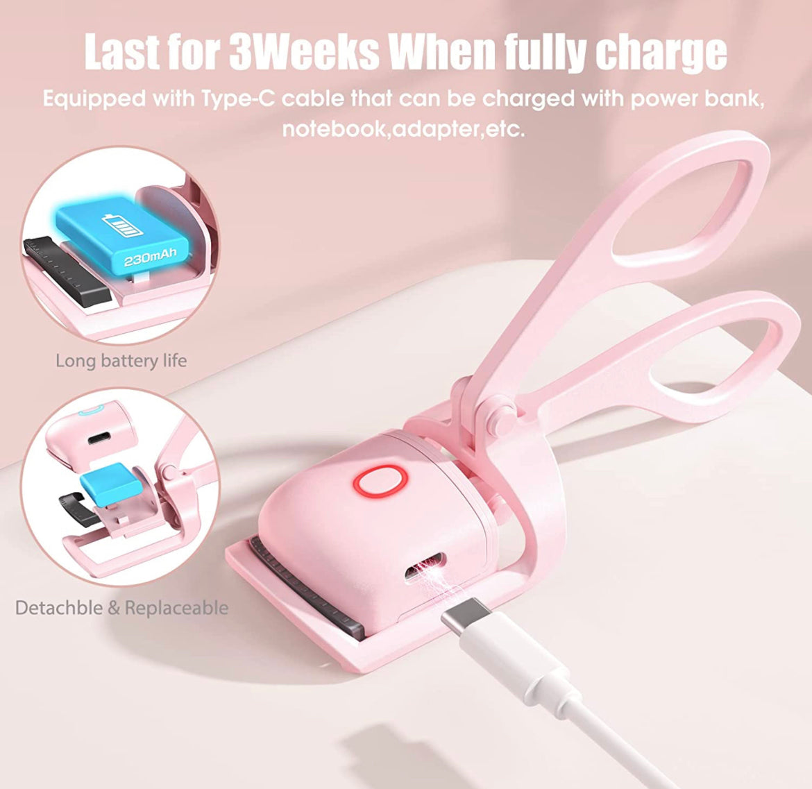 Rechargeable Heated Eyelash Curler