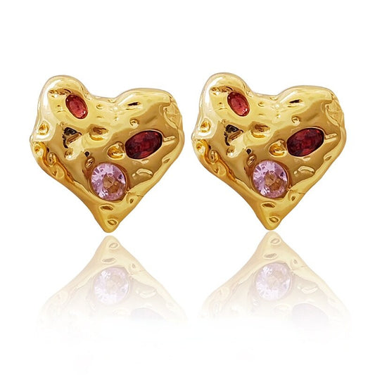 Heart Stone Stud Earrings